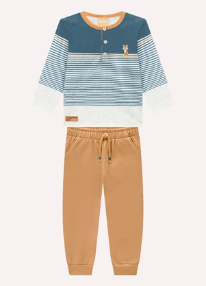 Milon - Conjunto Infantil Menino Listras Azul - MILON