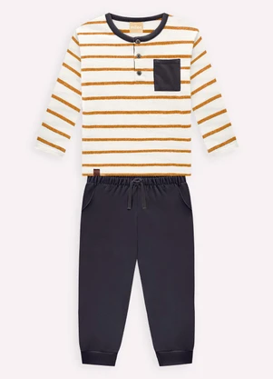 Milon - Conjunto Infantil Menino Listras Marrom - MILON