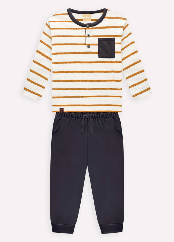 Milon - Conjunto Infantil Menino Listras Marrom 1