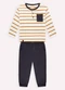 Milon - Conjunto Infantil Menino Listras Azul - variação: Marrom