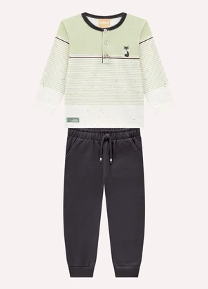 Milon - Conjunto Infantil Menino Listras Verde - MILON