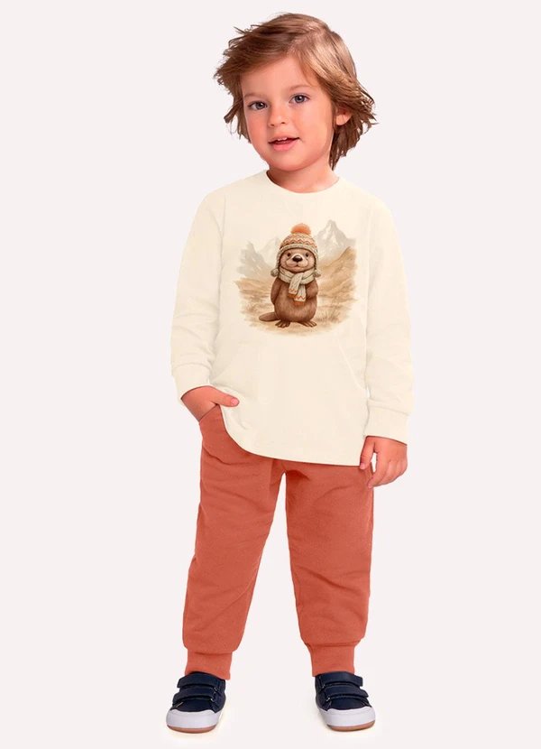 Milon - Conjunto Infantil Menino Lontra Bege