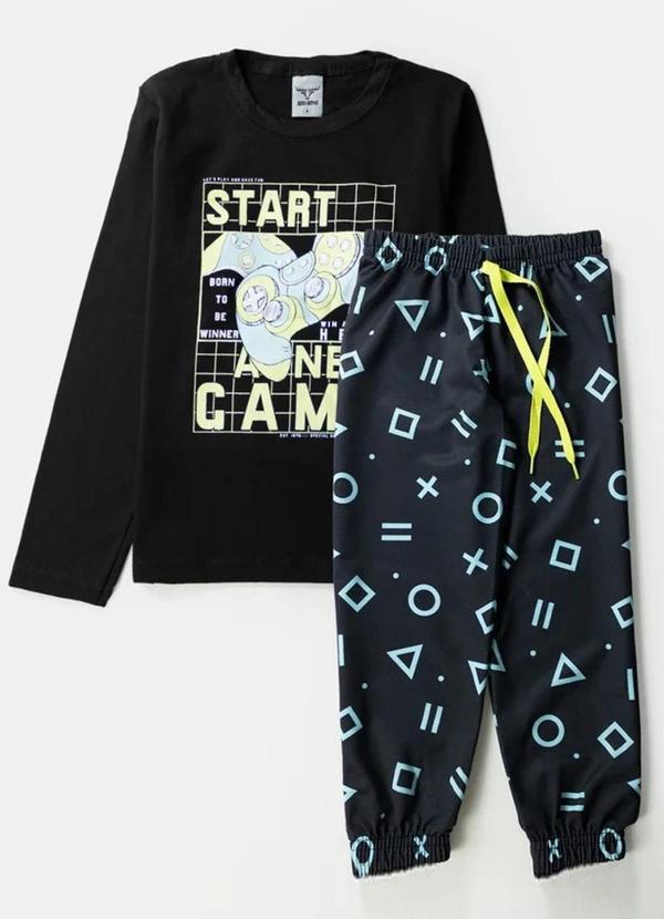 Rovi Kids - Conjunto Infantil Menino Meia Estação Preto