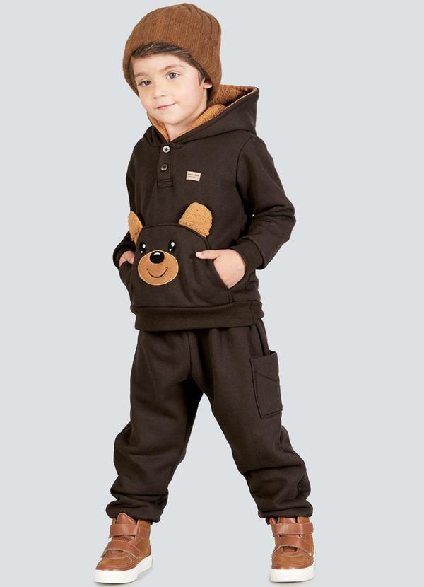 Soft Bonni - Conjunto Infantil Menino Moletom Bolso Marrom