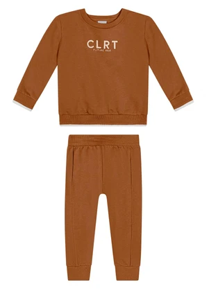 Colorittá - Conjunto Infantil Menino Moletom Bordado Marrom - COLORITTÁ