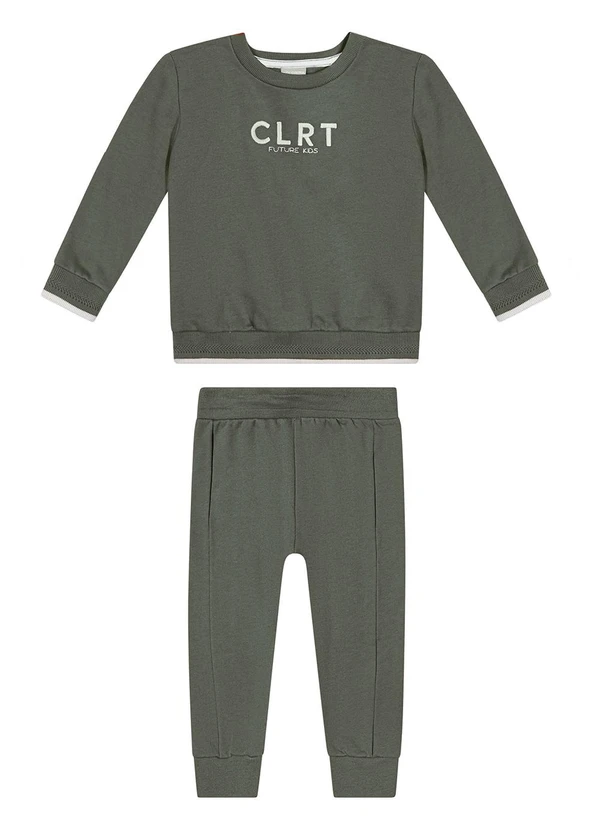 Colorittá - Conjunto Infantil Menino Moletom Bordado Verde