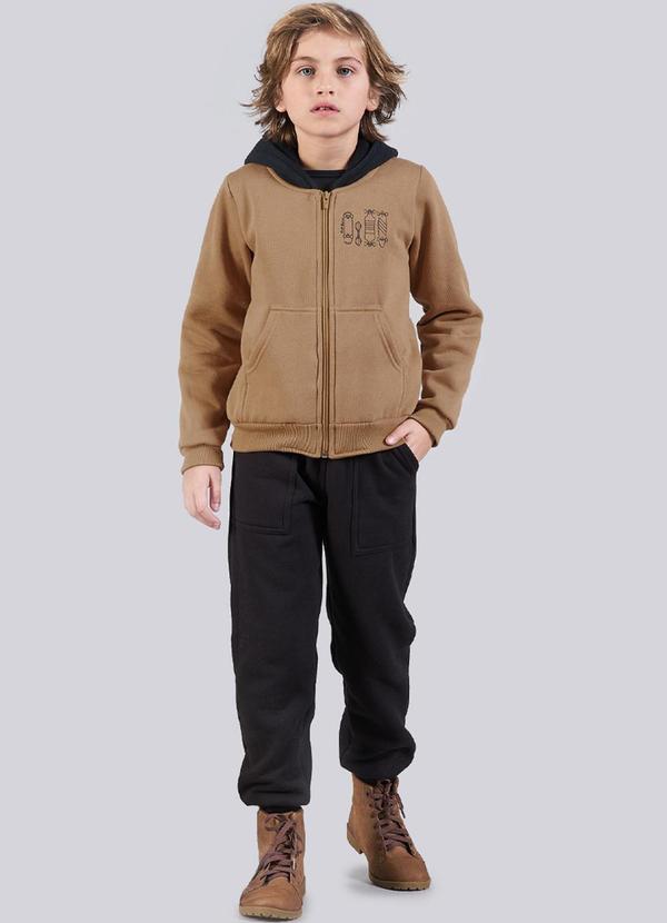 Soft Bonni - Conjunto Infantil Menino Moletom Capuz Soft Bege