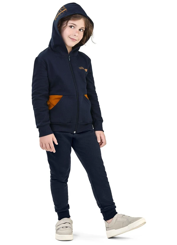 Elian - Conjunto Infantil Menino Moletom com Capuz Azul