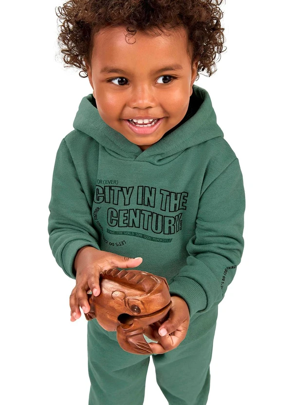 Elian - Conjunto Infantil Menino Moletom com Capuz Verde 2