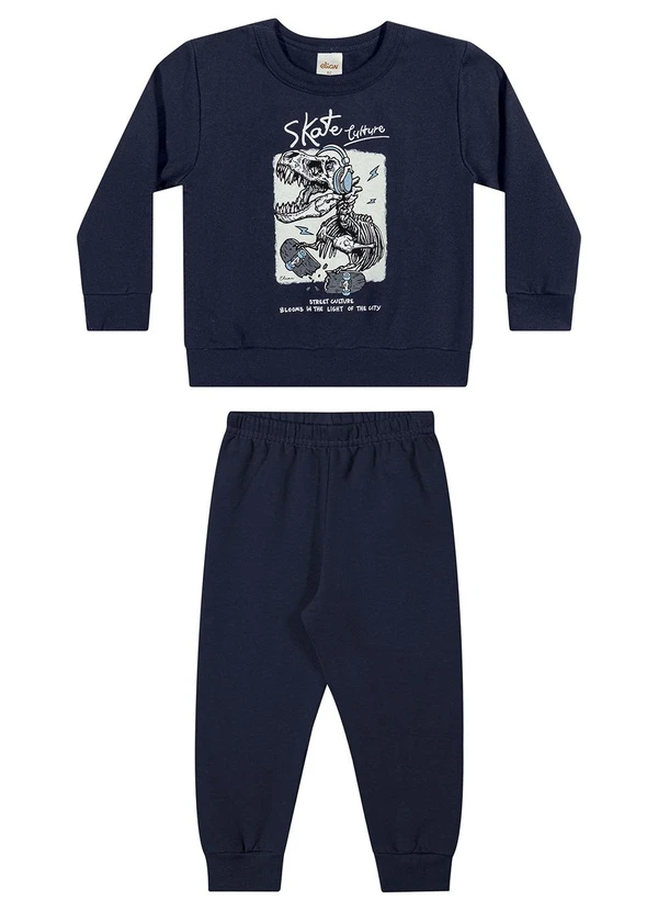 Elian - Conjunto Infantil Menino Moletom Estampa Azul