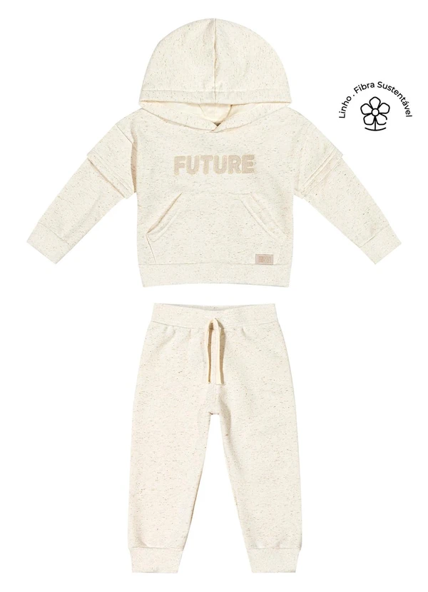 Colorittá - Conjunto Infantil Menino Moletom Linho Bege