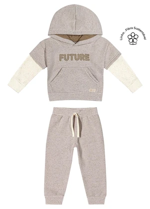 Colorittá - Conjunto Infantil Menino Moletom Linho Marrom - COLORITTÁ