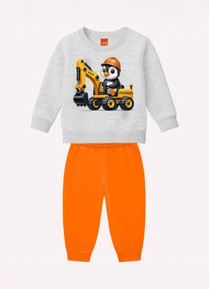 Kyly - Conjunto Infantil Menino Pinguim Cinza - KYLY