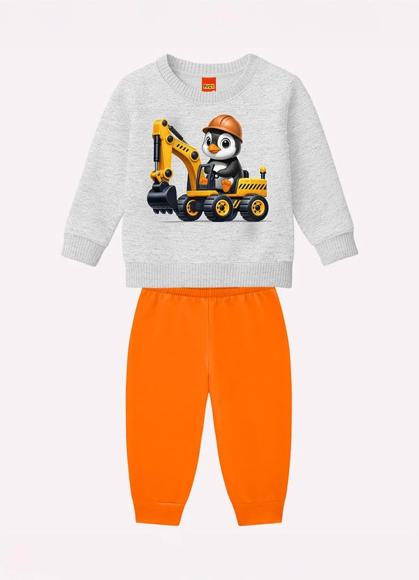 Kyly - Conjunto Infantil Menino Pinguim Cinza