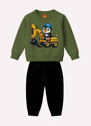 Kyly - Conjunto Infantil Menino Pinguim Verde - KYLY