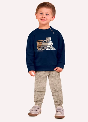 Milon - Conjunto Infantil Menino Trem Azul - MILON