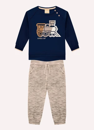 Milon - Conjunto Infantil Menino Trem Azul - MILON