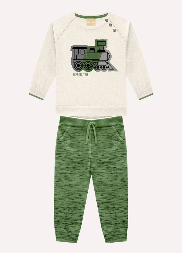 Milon - Conjunto Infantil Menino Trem Cinza