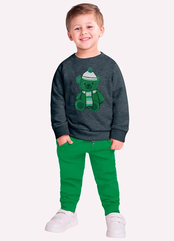 Milon - Conjunto Infantil Menino Ursinho Cinza