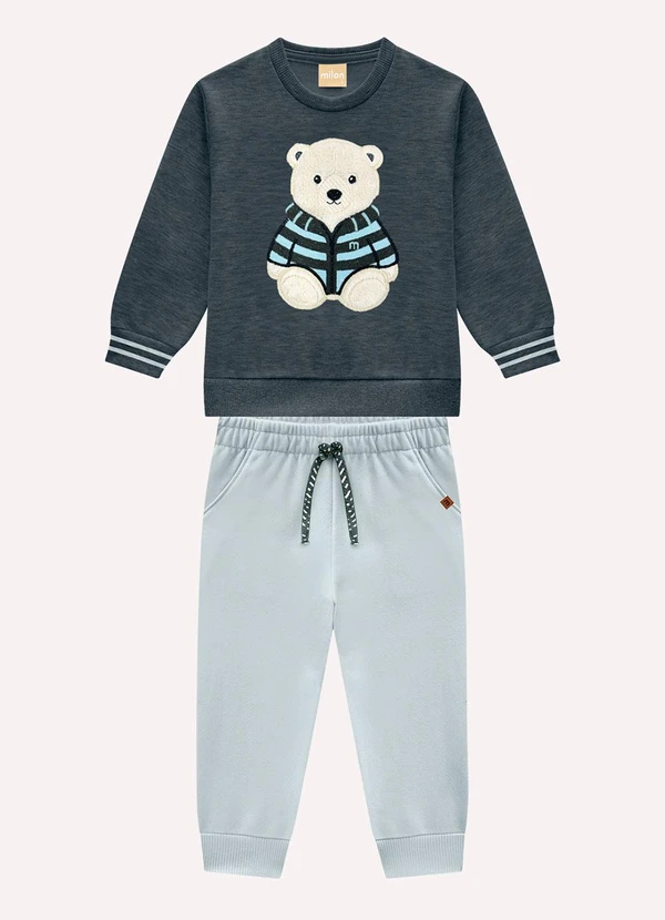 Milon - Conjunto Infantil Menino Urso Cinza