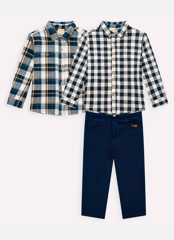 Milon - Conjunto Infantil Menino Xadrez Azul 2