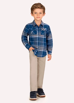 Milon - Conjunto Infantil Menino Xadrez Azul - MILON