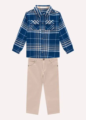 Milon - Conjunto Infantil Menino Xadrez Azul - MILON