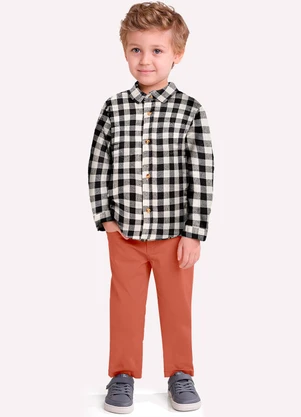 Milon - Conjunto Infantil Menino Xadrez Preto - MILON