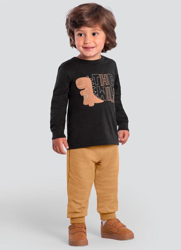 Brandili - Conjunto Infantil Meninode DinossauroCinza