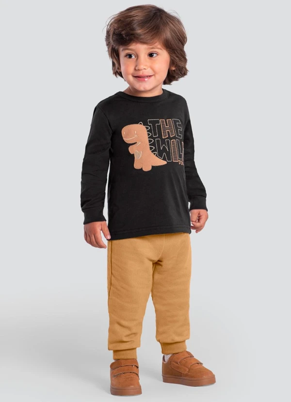 Brandili - Conjunto Infantil Meninode DinossauroCinza