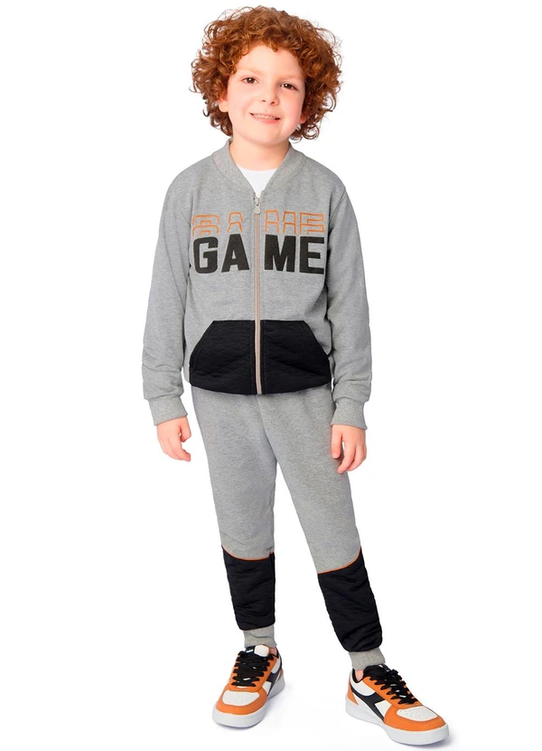 Ddk - Conjunto Infantil Moletom com Bolso Cinza
