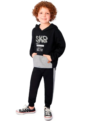 Ddk - Conjunto Infantil Moletom com Capuz Preto - DDK