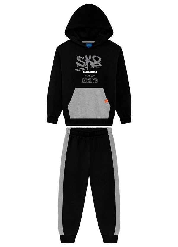 Ddk - Conjunto Infantil Moletom com Capuz Preto 2