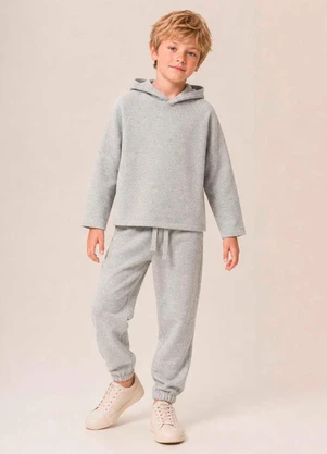 Bugbee - Conjunto Infantil Moletom Mescla Felpado Cinza - BUGBEE