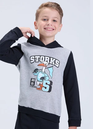 Vida Costeira - Conjunto Infantil Moletom Storks Inverno Preto - VIDA COSTEIRA