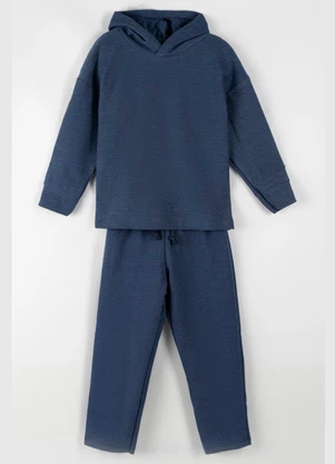 Bugbee - Conjunto Infantil Moletom Stretch Sarjado Azul - BUGBEE