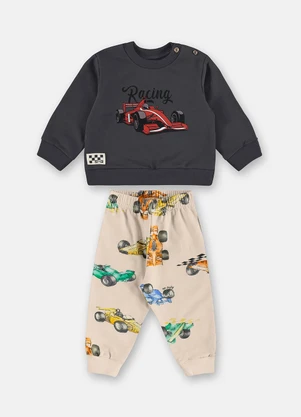 Up Baby - Conjunto Infantil Racing Cinza - UP BABY
