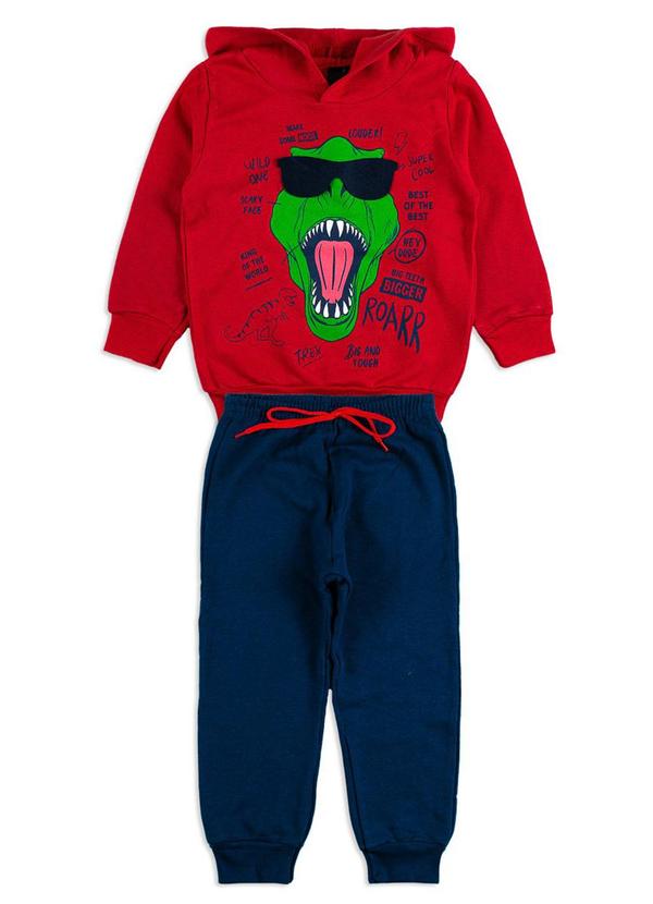Rosa Azul - Conjunto  Inverno Dinossauro Kangulu  Vermelho