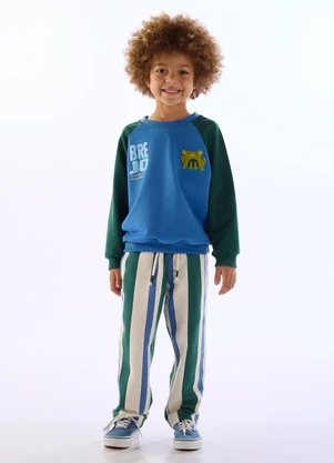 Três e Já - Conjunto Inverno Moletom Brejo Azul - TRÊS E JÁ