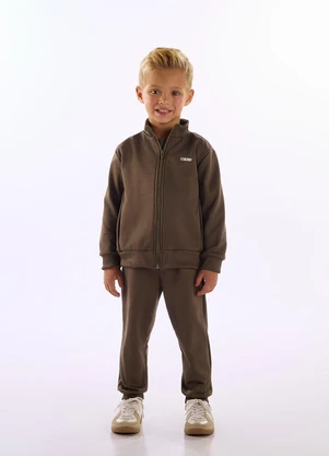 Up Baby - Conjunto Jaqueta Calça Fleece Marrom - UP BABY