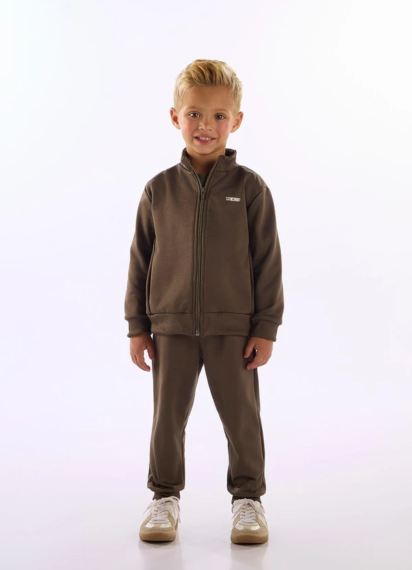 Up Baby - Conjunto Jaqueta Calça Fleece Marrom