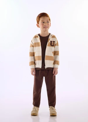 Up Baby - Conjunto Jaqueta Calça Molecotton Bege - UP BABY