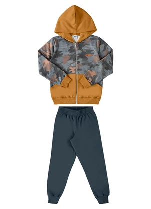 Marlan - Conjunto Jaqueta Camuflada e Calça Moletom Cinza - MARLAN