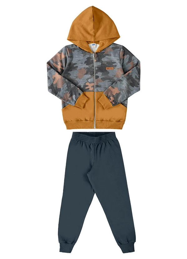 Marlan - Conjunto Jaqueta Camuflada e Calça Moletom Cinza 2