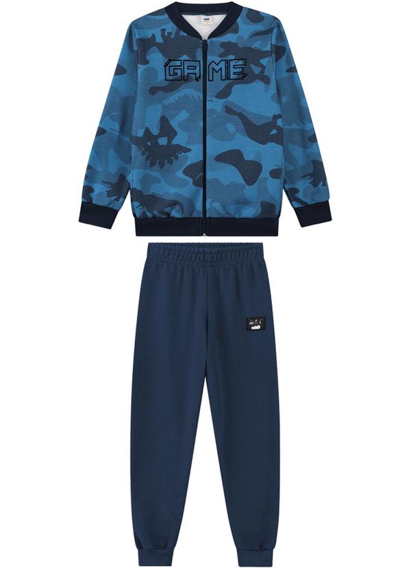 Marlan - Conjunto Jaqueta Camuflado Dino e Calça Azul