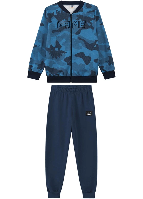 Marlan - Conjunto Jaqueta Camuflado Dino e Calça Azul
