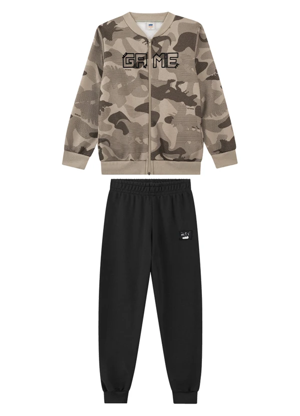 Marlan - Conjunto Jaqueta Camuflado Dino e Calça Bege