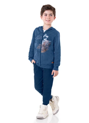 Marlan - Conjunto Jaqueta Capuz e Calça Moletom Azul - MARLAN