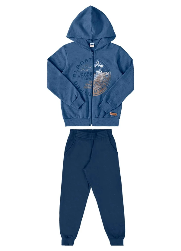 Marlan - Conjunto Jaqueta Capuz e Calça Moletom Azul 2