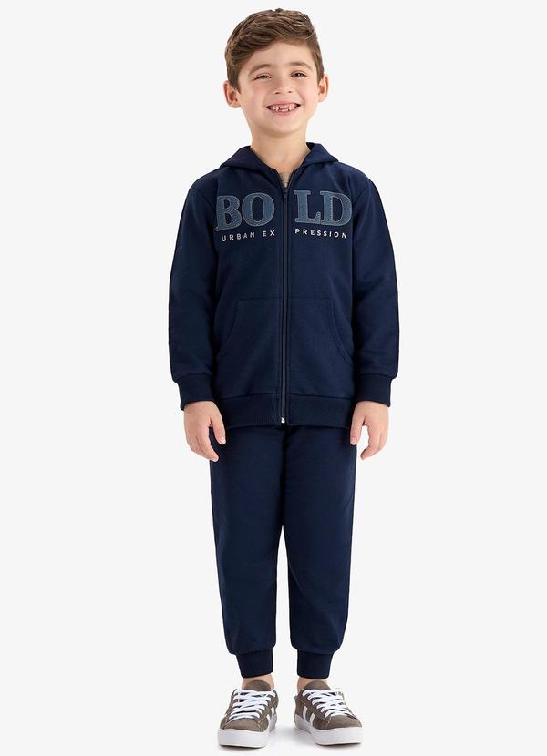 Rovi Kids - Conjunto Jaqueta Capuz e Calça Moletom Azul